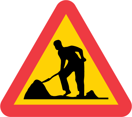 Vägmärke A20 - varning för vägarbete.